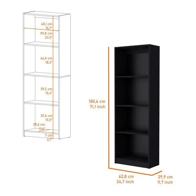 Alt view image 3 of 7 - Dupree 2 Piece Home Bookcase set, 49" Wide with 9 Shelves , Living Room Black