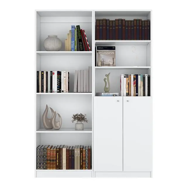 Alt view image 2 of 6 - Dupree 2 Piece Home Bookcase set, 49" Wide with 9 Shelves , Living Room White