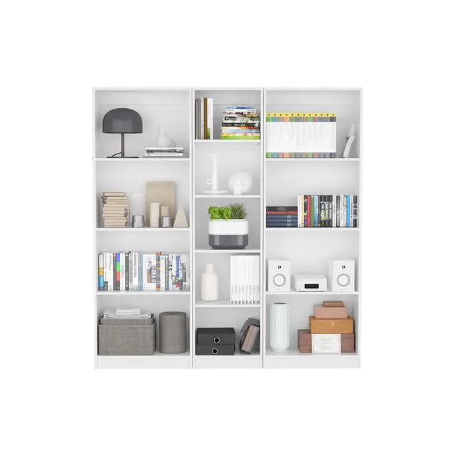 Alt view image 2 of 6 - Durant 3 Piece Home Bookcase set, 67" Wide with 13 Shelves , Living Room Set Set White