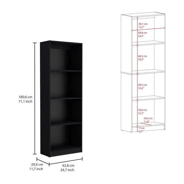 Alt view image 4 of 6 - Duette 3 Piece Home Bookcase set, 74" Wide with 11 Shelves and Two-Door Cabinet , Living Room Set Set Black