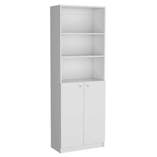 Alt view image 5 of 6 - Duette 3 Piece Home Bookcase set, 74" Wide with 11 Shelves and 2-door Cabinet , Living Room Set White