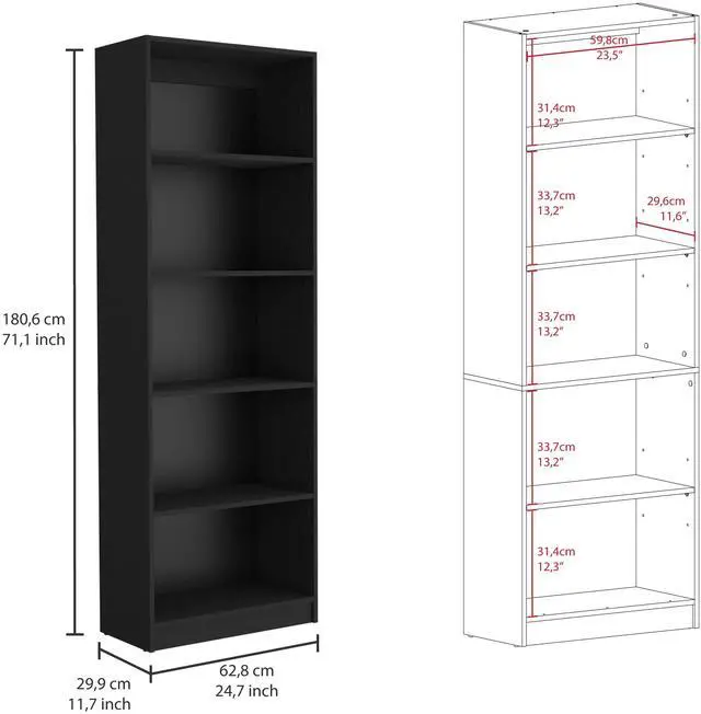 Alt view image 3 of 6 - Bartow 3 Piece Home Bookcase set, 74" Wide with 14 Shelves , Living Room Set Set Black
