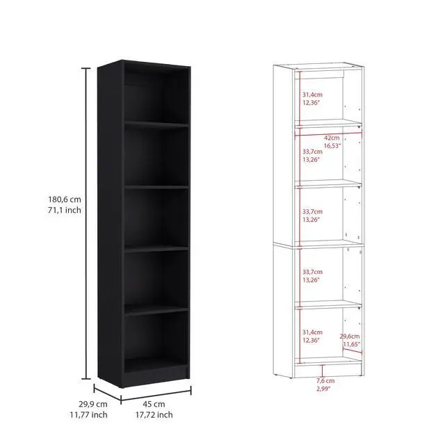 Alt view image 3 of 6 - Davie 3 Piece Home Bookcase set, 60" Wide with 14 Shelves , Living Room Set Set Black