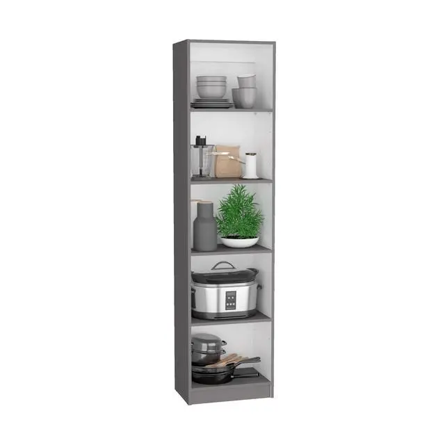 Alt view image 5 of 6 - Davie 3 Piece Home Bookcase set, 60" Wide with 14 Shelves , Living Room Set Set Matt Gray - White