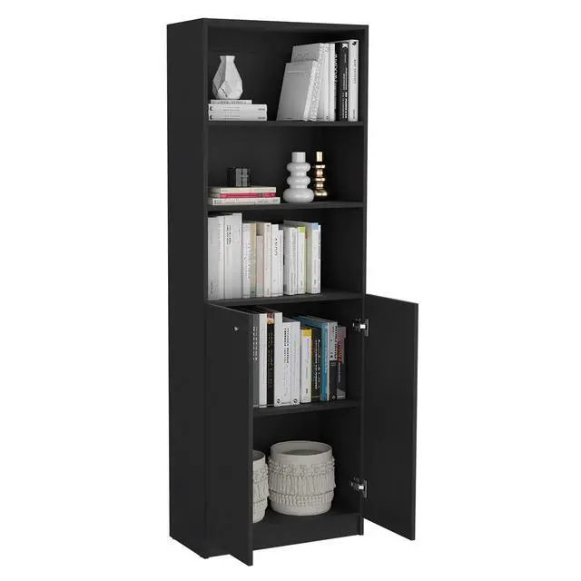 Alt view image 6 of 6 - Arbor 3 Piece Home Bookcase set, 74" Wide with 11 Shelves and Two Double-Door Cabinet , Living Room Set Set Black