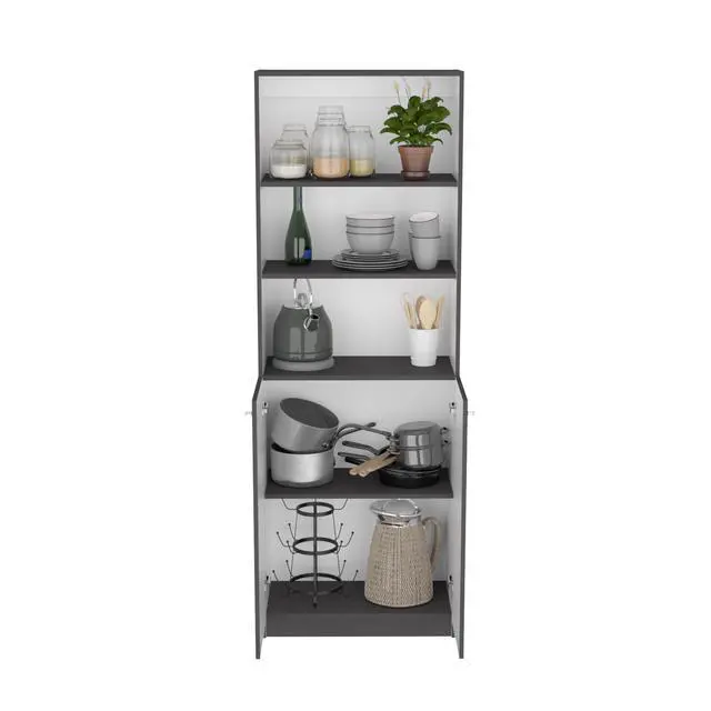 Alt view image 5 of 6 - Acres 3 Piece Home Bookcase set, 67" Wide with 11 Shelves and Two Double-Door Cabinet , Living Room Set Matt Gray / White