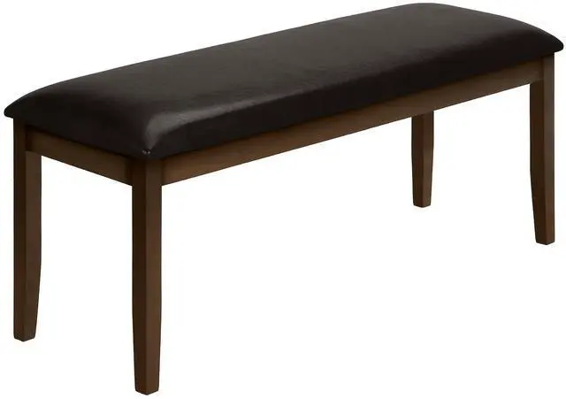 Main image of Bench, 48" Rectangular, Dining Room, Entryway, Hallway, Kitchen, Upholstered, Wood, Brown Solid Wood, Brown Leather-look, Transitional