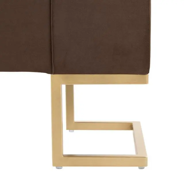 Alt view image 5 of 7 - Storage Bench in Gold Steel and Brown Velvet