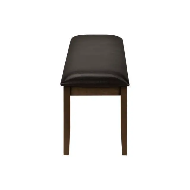Alt view image 5 of 5 - Bench, 48" Rectangular, Dining Room, Entryway, Hallway, Kitchen, Upholstered, Wood, Brown Solid Wood, Brown Leather-look, Transitional