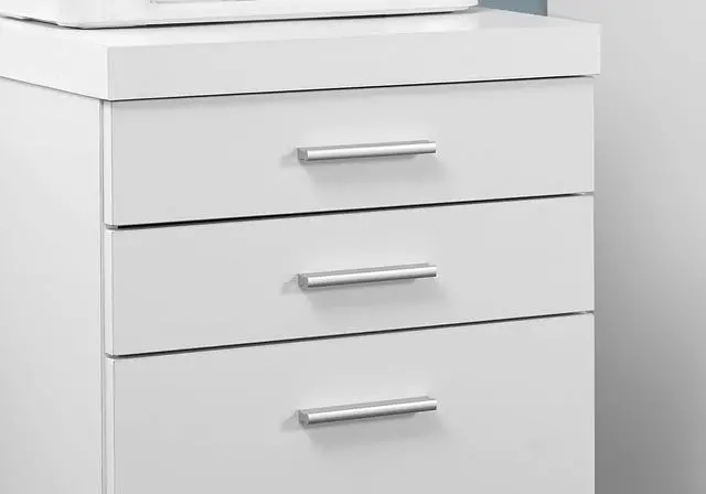 Alt view image 3 of 5 - File Cabinet, Rolling Mobile, Storage Drawers, Printer Stand, Office, Work, White Laminate, Contemporary, Modern