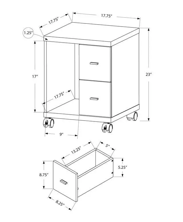 Alt view image 3 of 5 - Office, File Cabinet, Printer Cart, Rolling File Cabinet, Mobile, Storage, Work, Brown Laminate, Contemporary, Modern