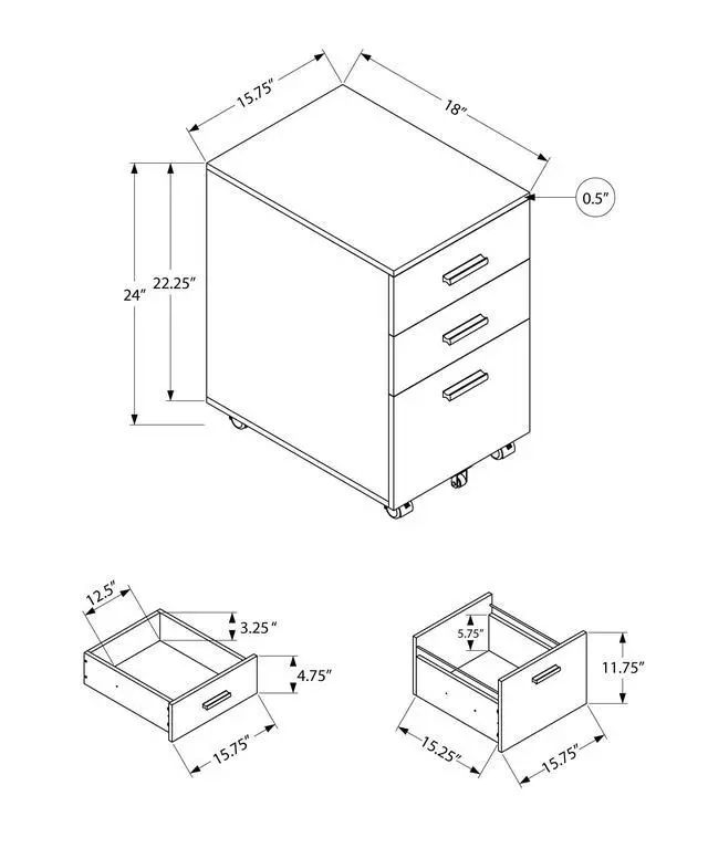 Alt view image 4 of 5 - File Cabinet, Rolling Mobile, Storage Drawers, Printer Stand, Office, Work, White Laminate, Contemporary, Modern