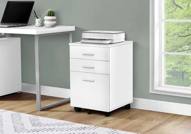 Main image of File Cabinet, Rolling Mobile, Storage Drawers, Printer Stand, Office, Work, White Laminate, Contemporary, Modern