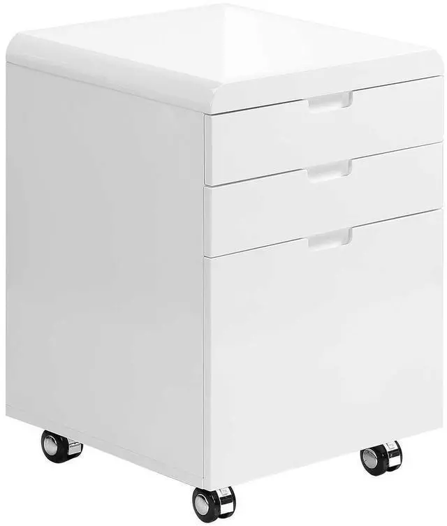 Alt view image 2 of 7 - File Cabinet, Rolling Mobile, Storage Drawers, Printer Stand, Office, Work, Glossy White Laminate, Contemporary, Modern