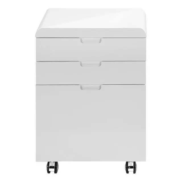 Alt view image 3 of 7 - File Cabinet, Rolling Mobile, Storage Drawers, Printer Stand, Office, Work, Glossy White Laminate, Contemporary, Modern