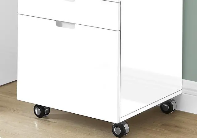 Alt view image 5 of 7 - File Cabinet, Rolling Mobile, Storage Drawers, Printer Stand, Office, Work, Glossy White Laminate, Contemporary, Modern