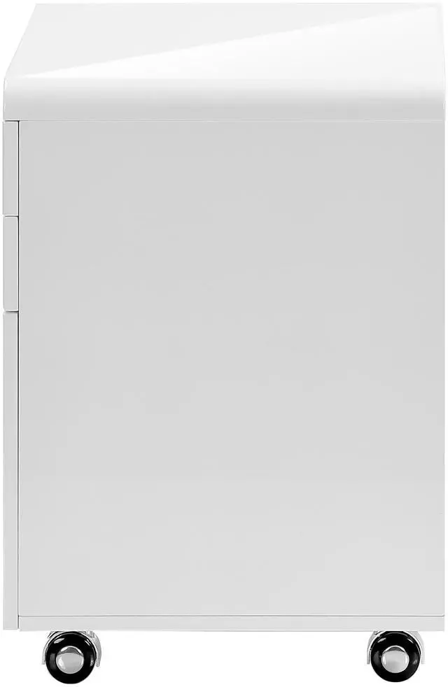 Alt view image 4 of 7 - File Cabinet, Rolling Mobile, Storage Drawers, Printer Stand, Office, Work, Glossy White Laminate, Contemporary, Modern