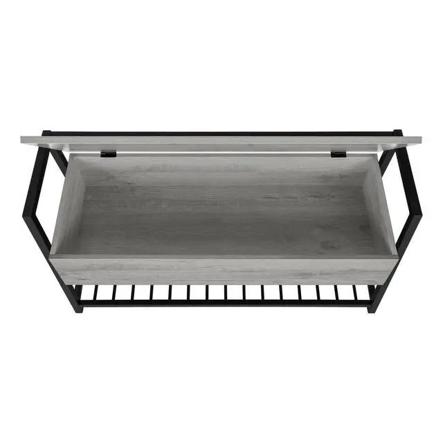 Alt view image 7 of 7 - Bench, Entryway, Hallway, Storage, 42" Rectangular, Grey Laminate, Black Metal, Contemporary, Modern