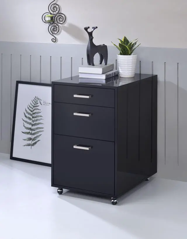 Main image of Coleen Black High Gloss & Chrome Finish Cabinet
