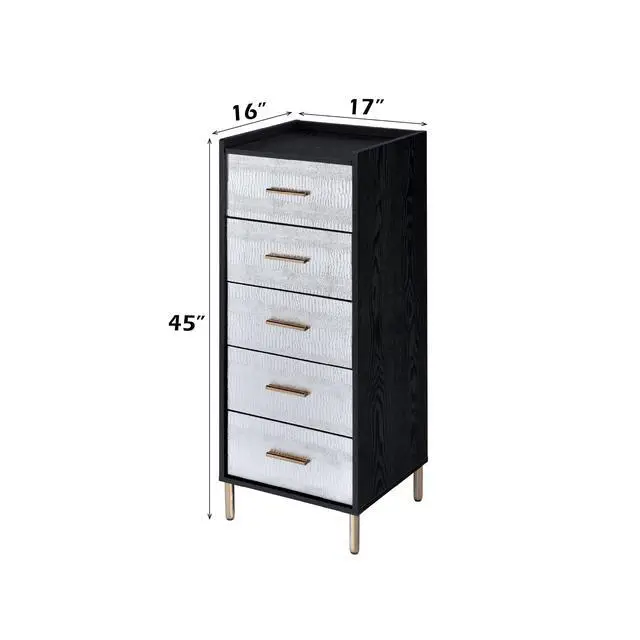 Alt view image 4 of 7 - Myles Black, Silver & Gold Finish Jewelry Armoire