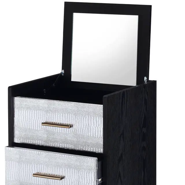 Alt view image 7 of 7 - Myles Black, Silver & Gold Finish Jewelry Armoire