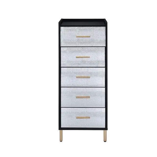 Alt view image 6 of 7 - Myles Black, Silver & Gold Finish Jewelry Armoire