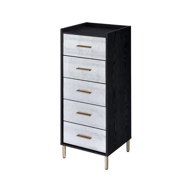 Alt view image 5 of 7 - Myles Black, Silver & Gold Finish Jewelry Armoire
