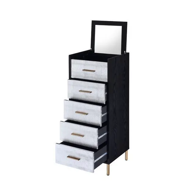 Alt view image 2 of 7 - Myles Black, Silver & Gold Finish Jewelry Armoire
