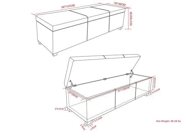 Alt view image 6 of 7 - Lincoln Extra Large Storage Ottoman Bench