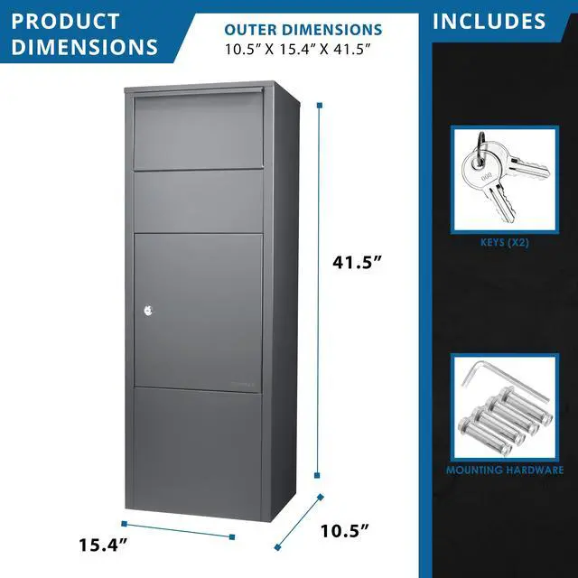 Alt view image 3 of 7 - Large Single Compartment Locking Parcel Drop Box