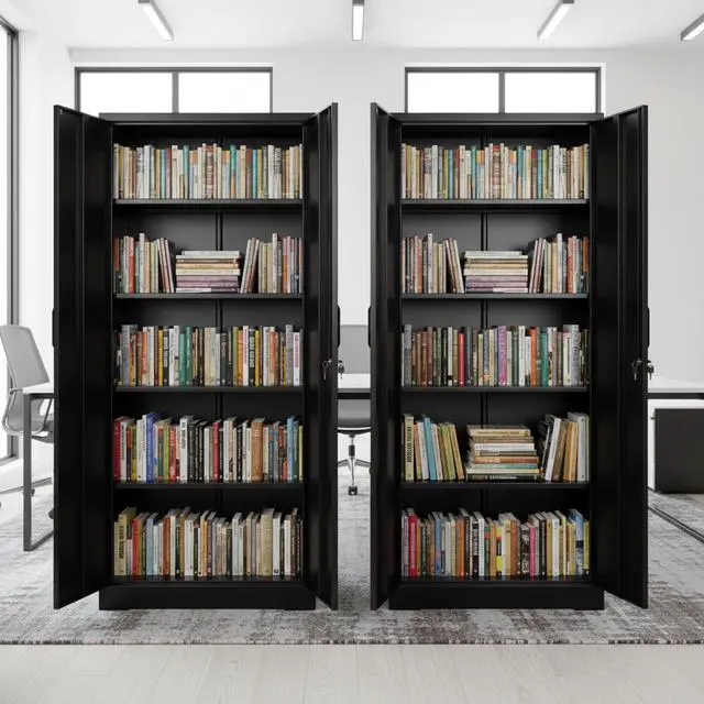 Alt view image 2 of 6 - Container Furniture Direct Ironclad 71" Metal Storage Cabinet with Locking Doors and 4 Adjustable Shelves, Heavy-Duty Steel Cabinet for Garage, Laundry, Office, or Warehouse, Black