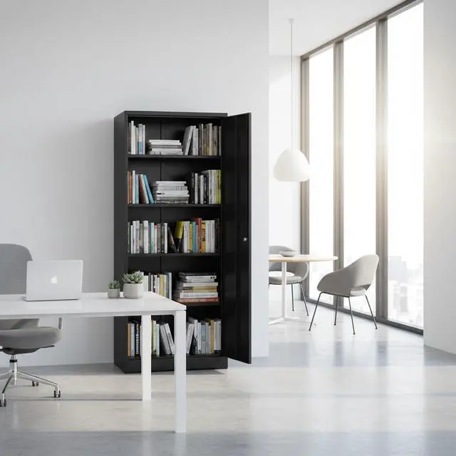 Alt view image 6 of 6 - Container Furniture Direct Ironclad 71" Metal Storage Cabinet with Locking Doors and 4 Adjustable Shelves, Heavy-Duty Steel Cabinet for Garage, Laundry, Office, or Warehouse, Black