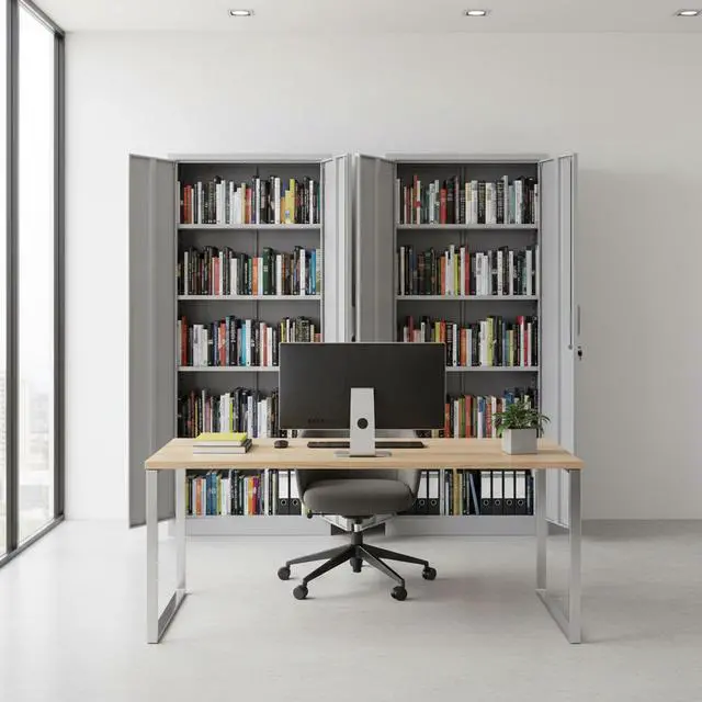 Alt view image 5 of 6 - Container Furniture Direct Ironclad 71" Metal Storage Cabinet with Locking Doors and 4 Adjustable Shelves, Heavy-Duty Steel Cabinet for Garage, Laundry, Office, or Warehouse, Gray
