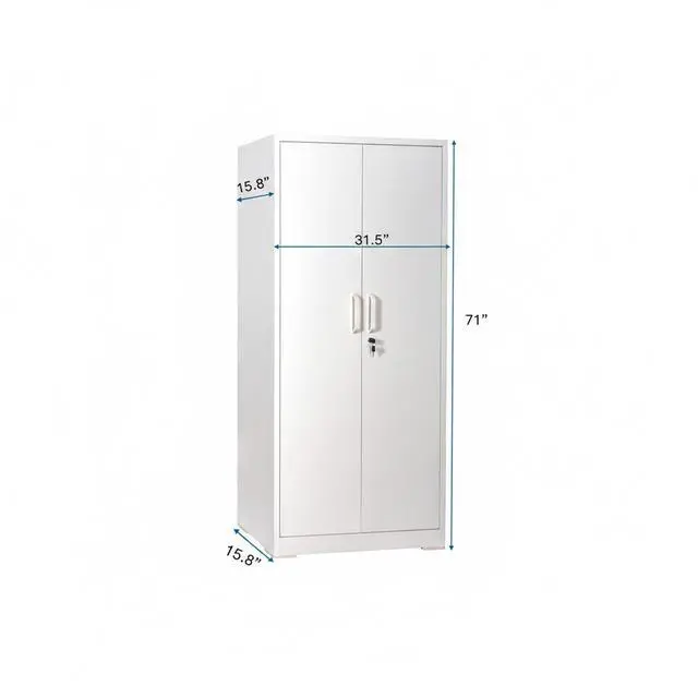 Alt view image 3 of 6 - Container Furniture Direct Ironclad 71" Metal Storage Cabinet with Locking Doors and 4 Adjustable Shelves, Heavy-Duty Steel Cabinet for Garage, Laundry, Office, or Warehouse, Gray