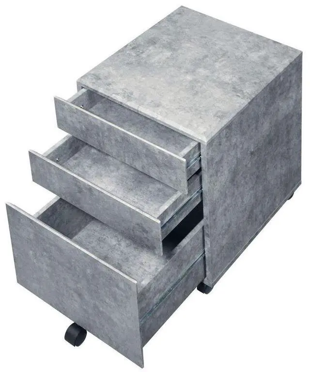 Alt view image 2 of 5 - 3-Drawers Storage File Cabinet with Caster Wheels Wooden Frame 1pc Home Office Furniture