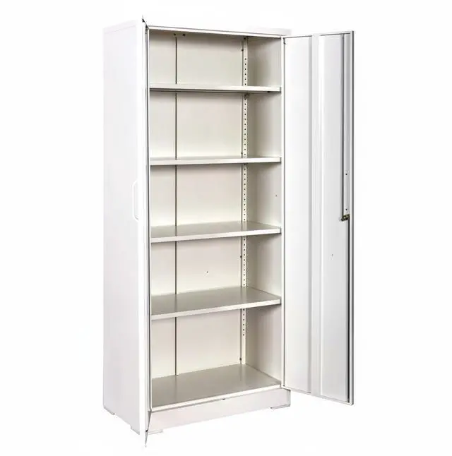 Main image of Container Furniture Direct Ironclad 71" Metal Storage Cabinet with Locking Doors and 4 Adjustable Shelves, Heavy-Duty Steel Cabinet for Garage, Laundry, Office, or Warehouse, Cream White