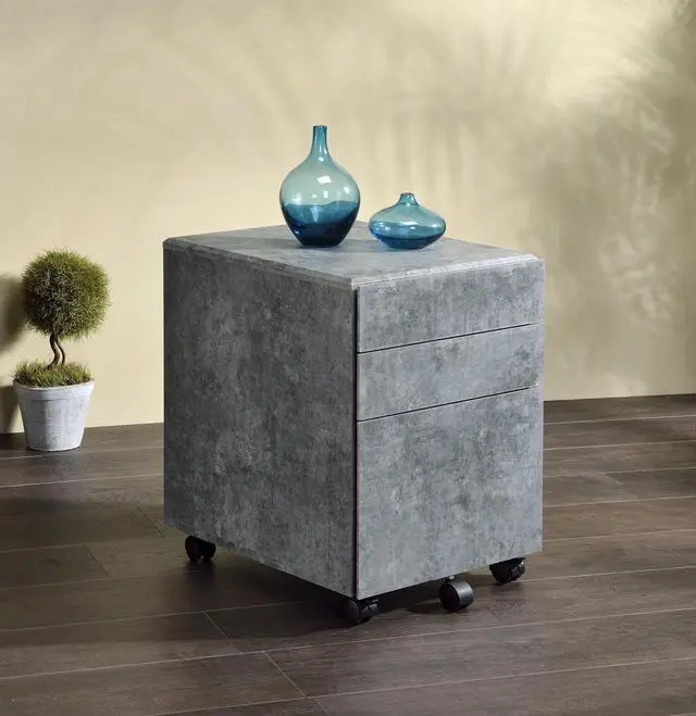 Alt view image 4 of 5 - 3-Drawers Storage File Cabinet with Caster Wheels Wooden Frame 1pc Home Office Furniture
