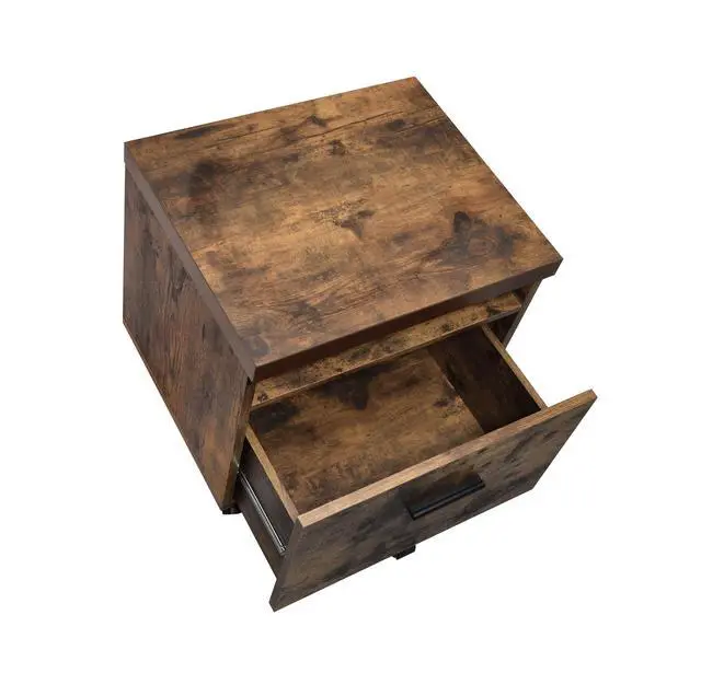 Alt view image 4 of 6 - Industrial Style 1pc File Cabinet with Drawer and Shelf Caster Wheels Wooden Weathered Oak Finish, File Storing Unit Home Office Furniture