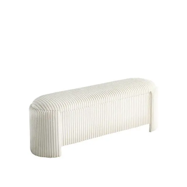 Alt view image 3 of 6 - Contemporary Style Bench Built In Storage Compartment White Finish Primary Living Room