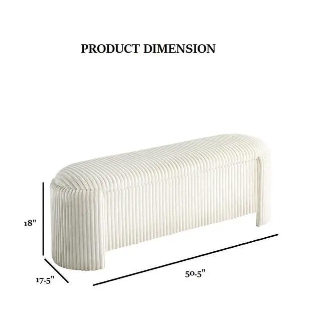 Alt view image 5 of 6 - Contemporary Style Bench Built In Storage Compartment White Finish Primary Living Room