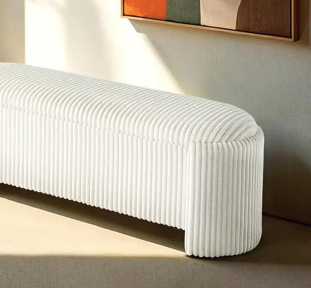 Alt view image 4 of 6 - Contemporary Style Bench Built In Storage Compartment White Finish Primary Living Room