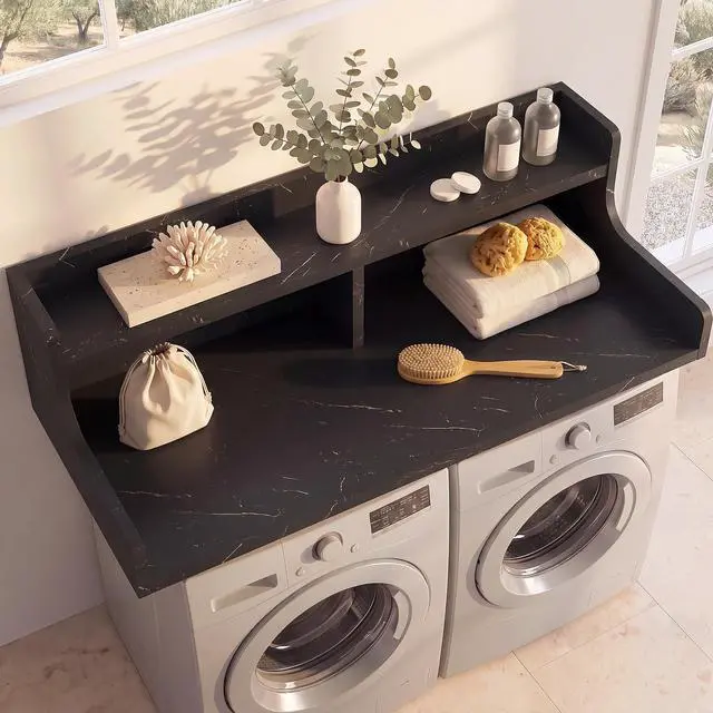 Main image of Washer Dryer Countertop ,54"W x 27.6"D 2-Tier Wood Washer Dryer Topper with Edge Over Washer And Dryer, Extra Room for Laundry Room