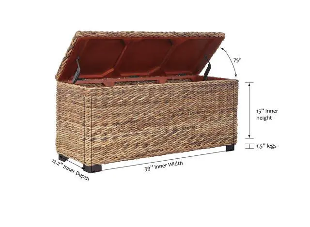 Alt view image 2 of 2 - Rattan Wicker Woven Banana Leaf Storage Indoor living Trunk