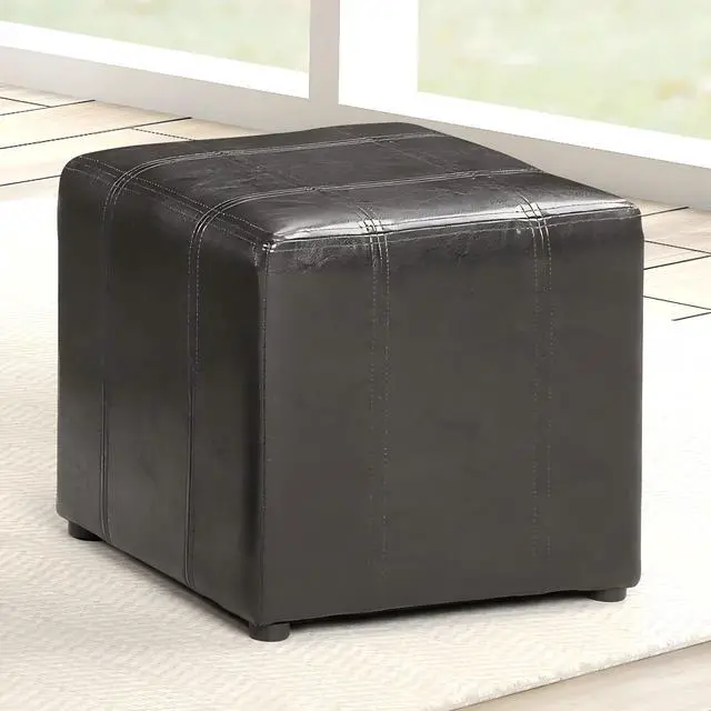 Alt view image 4 of 7 - Leather Storage Bench with 2 Side Ottomans, Black