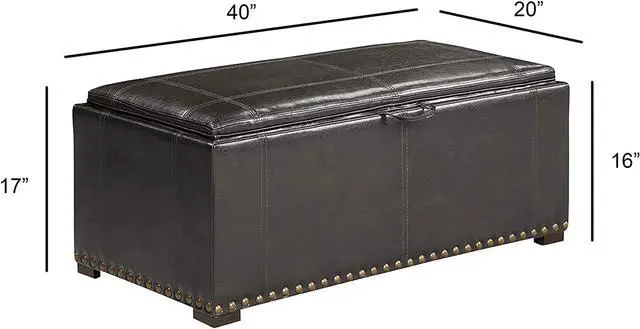 Alt view image 5 of 7 - Leather Storage Bench with 2 Side Ottomans, Black