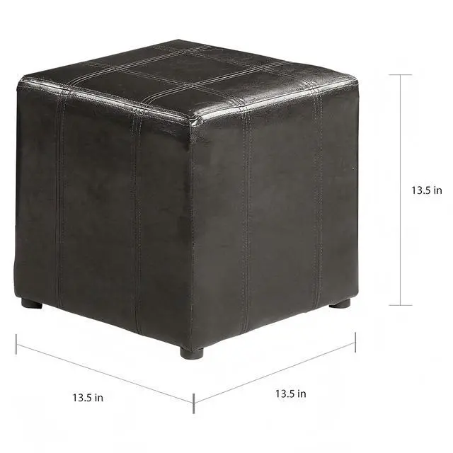 Alt view image 6 of 7 - Leather Storage Bench with 2 Side Ottomans, Black
