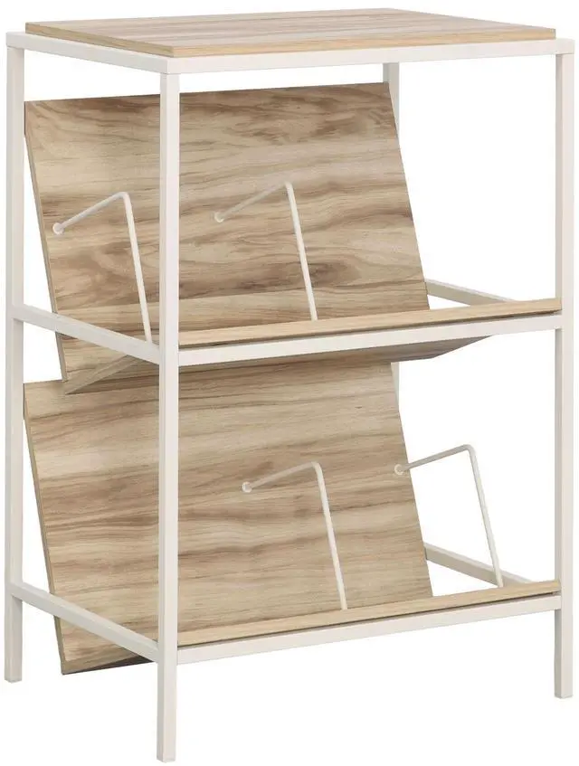 Main image of Accent Storage with Tilted Shelves, Acacia finish
