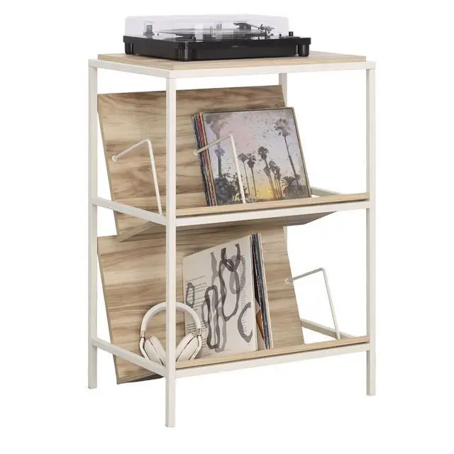 Alt view image 5 of 7 - Accent Storage with Tilted Shelves, Acacia finish