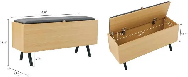 Alt view image 3 of 7 - Accent Storage Bench in Light Oak
