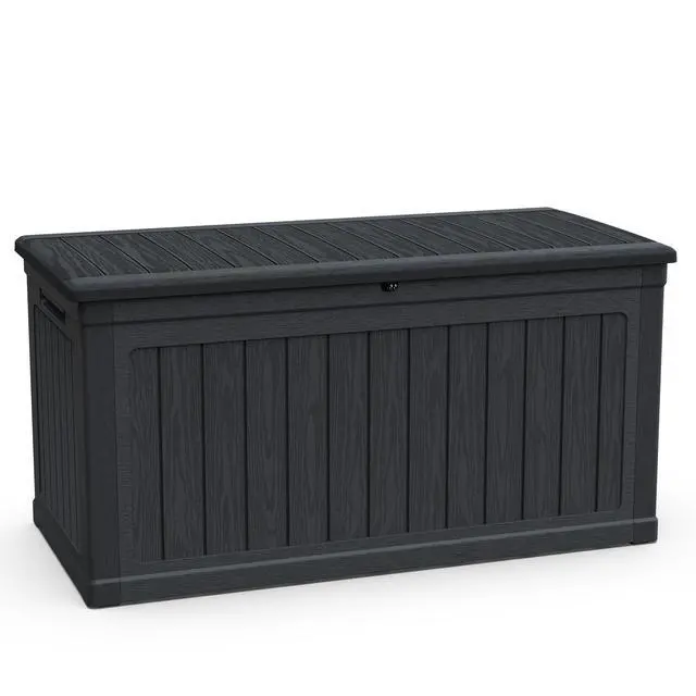 Alt view image 5 of 7 - 230 Gallon Large Outdoor Storage XXL Deck Box for Patio Furniture, Outdoor Cushions, Garden Tools and Sports/Pools Equipment, Waterproof Resin, Lockable, Black